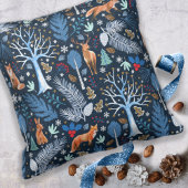 Winter Woodland Blue/金ゴールドID785 クッション