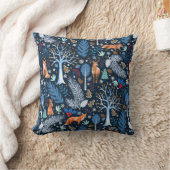 Winter Woodland Blue/金ゴールドID785 クッション (ブランケット)