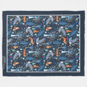 Winter Woodland Blue/金ゴールドID785 フリースブランケット (正面(横))