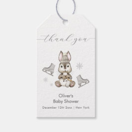 Winter Woodland Bunny Ice Skate Baby Shower ギフトタグ