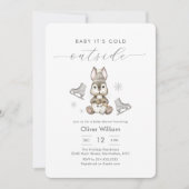 Winter Woodland Bunny Ice Skate Baby Shower 招待状 (正面)