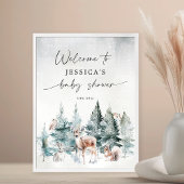 Winter Woodland Cold Outside Baby Shower Welcome ポスター