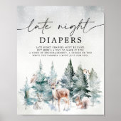 Winter Woodland Cold Outside Late Night Diapers ポスター (正面)