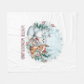 Winter Woodland Creatures Cozy Fleece Blanket フリースブランケット (正面(横))