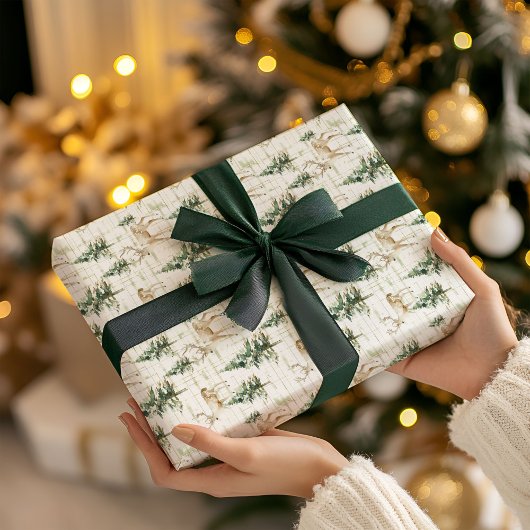 Winter Woodland Deer Christmas Wrapping Paper  ラッピングペーパー