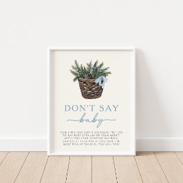 Winter Woodland Don't Say Baby Shower Game Sign ポスター