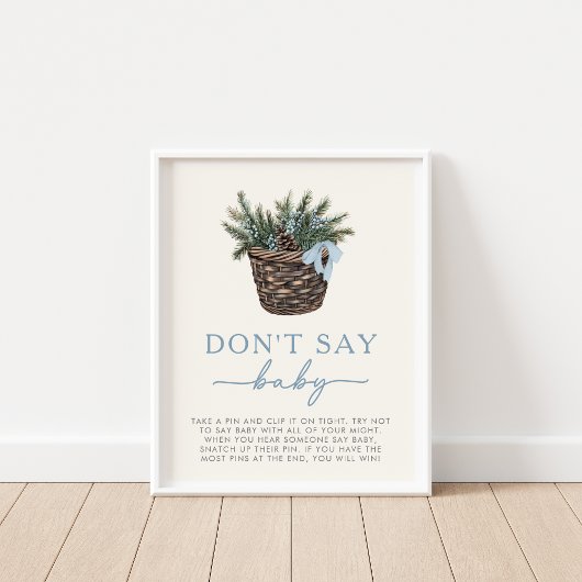 Winter Woodland Don't Say Baby Shower Game Sign ポスター