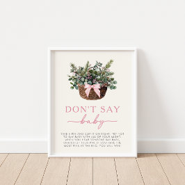 Winter Woodland Don't Say Baby Shower Game Sign ポスター