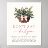 Winter Woodland Don't Say Baby Shower Game Sign ポスター (正面)