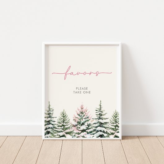Winter Woodland Favors Sign ポスター