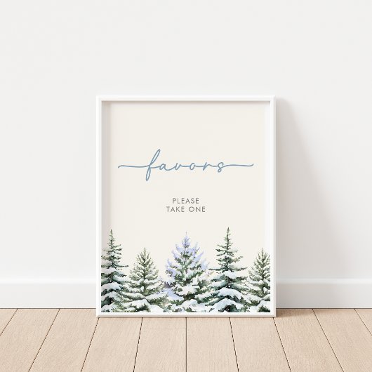 Winter Woodland Favors Sign ポスター