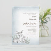 Winter Woodland Fawn Bunny Baby Shower Invitation 招待状 (スタンド正面)