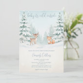 Winter Woodland Forest Animal Baby Shower 招待状 (スタンド正面)
