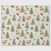 Winter Woodland Forest Animals Christmas ラッピングペーパー (フラット)