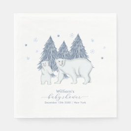 Winter Woodland Forest Polar Bear Baby Shower  スタンダードランチョンナプキン