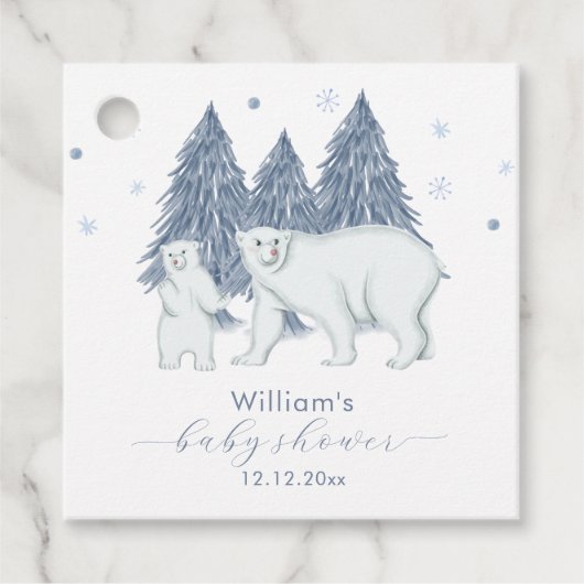 Winter Woodland Forest Polar Bear Baby Shower フェイバータグ (正面)