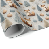 Winter Woodland Fox and Christmas Tree in Blue ラッピングペーパー (ロールコーナー)