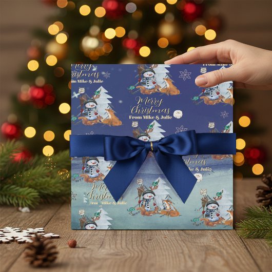 Winter Woodland Fox & Snowman Wrapping Paper  ラッピングペーパー