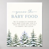 Winter Woodland Guess the Baby Food Game Sign ポスター (正面)
