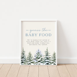 Winter Woodland Guess the Baby Food Game Sign ポスター