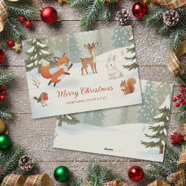 Winter Woodland Merry Christmas Forest Animals シーズンカード