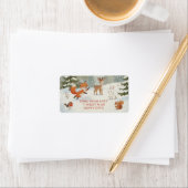 Winter Woodland Merry Christmas Forest Animals ラベル (インサイチュ)