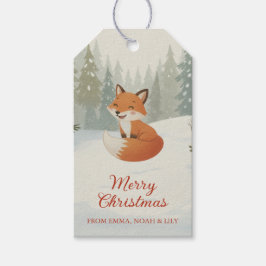 Winter Woodland Merry Christmas Forest Fox ギフトタグ