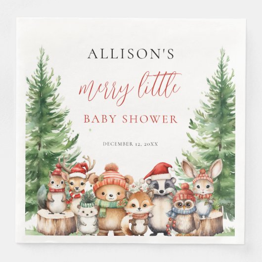 Winter Woodland Merry Little Christmas Baby Shower (正面)