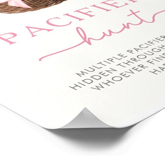 Winter Woodland Pacifier Hunt Game Sign ポスター (角)