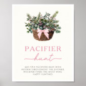 Winter Woodland Pacifier Hunt Game Sign ポスター (正面)