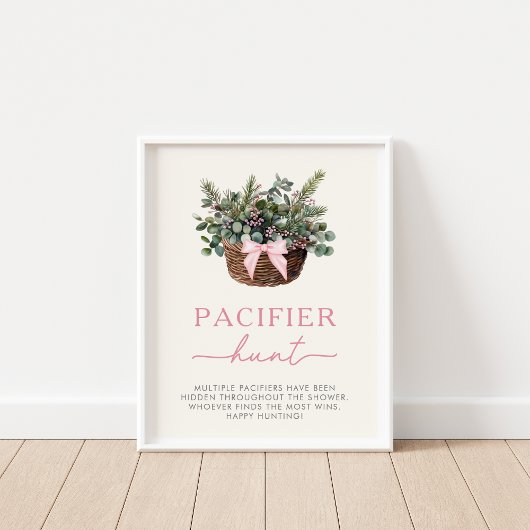 Winter Woodland Pacifier Hunt Game Sign ポスター