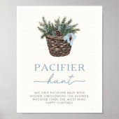 Winter Woodland Pacifier Hunt Shower Game Sign ポスター (正面)