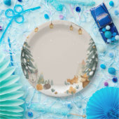 Winter Woodland Paper Plates – Snowy Pine Trees ペーパープレート (パーティー)