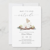 Winter Woodland Sleigh Polar Bear Baby Shower 招待状 (正面)