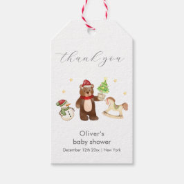 Winter Woodland Teddy Bear Snowman Baby Shower ギフトタグ