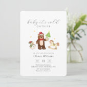 Winter Woodland Teddy Bear Snowman Baby Shower 招待状 (スタンド正面)