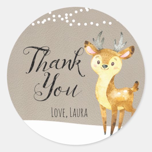 Winter Woodland Thank You Stickers ラウンドシール (正面)