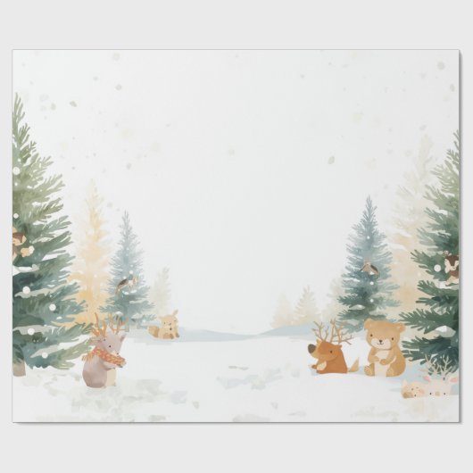 Winter Woodland Wrapping Paper – Snowy Pines ラッピングペーパー (フラット)