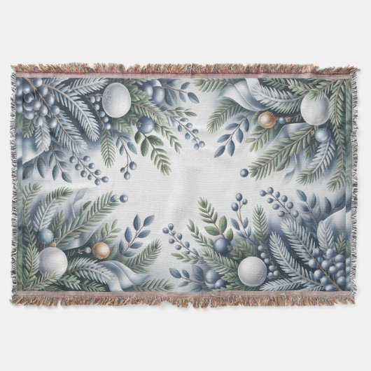 Winter Wreath Christmas スローブランケット (正面)