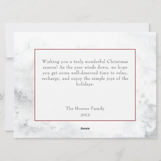 Winter Wreath & Red Cardinal Christmas シーズンカード (裏面)