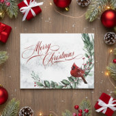 Winter Wreath & Red Cardinal Christmas シーズンカード