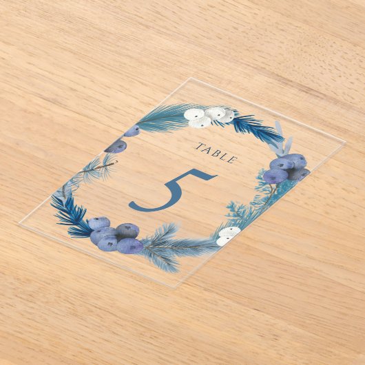 winter wreath table number five sign アクリル招待状 (レイダウン)