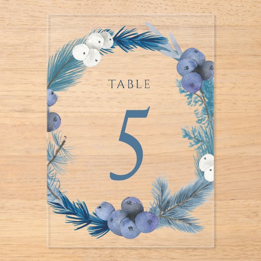 winter wreath table number five sign アクリル招待状 (正面)