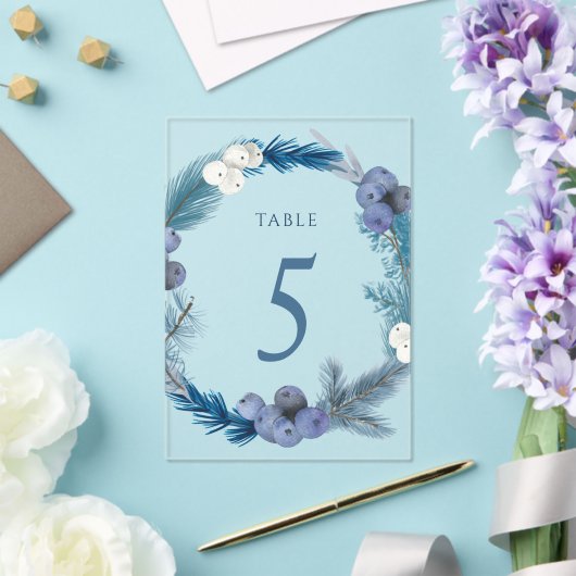winter wreath table number five sign アクリル招待状 (インサイチュ (ウェディング))
