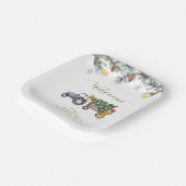 Winter X'mas Tree Tractor Bear Baby Shower Welcome ペーパープレート (傾斜あり)