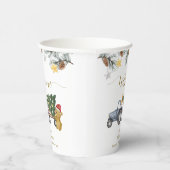 Winter X'mas Tree Tractor Bear Baby Shower Welcome 紙コップ (右)