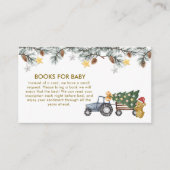 Winter X'mas Tree Tractor Bear Books Baby Shower エンクロージャーカード (正面)