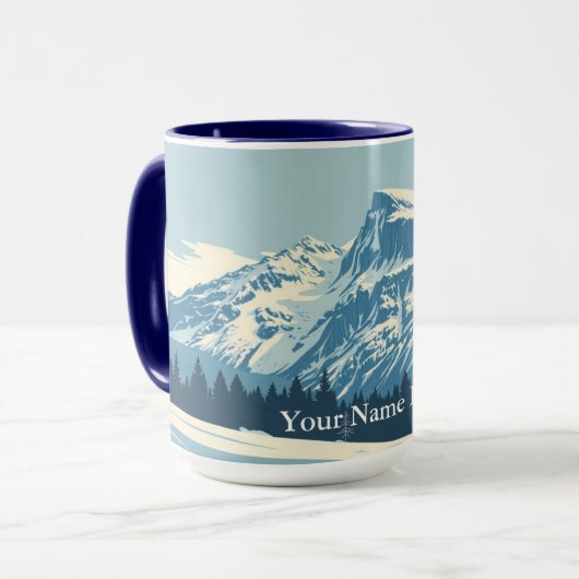 Winter Yosemite Valley: Retro National Park マグカップ (正面左)