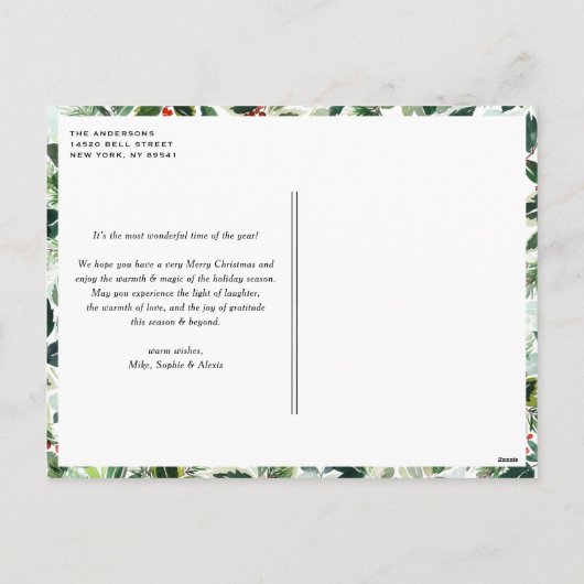 Winterberryと変容した離れPhoto Christmas シーズンポストカード (裏面)