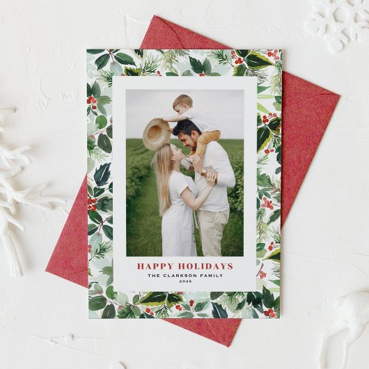 WinterberryとVariegated 離れ Patterns Photo シーズンカード